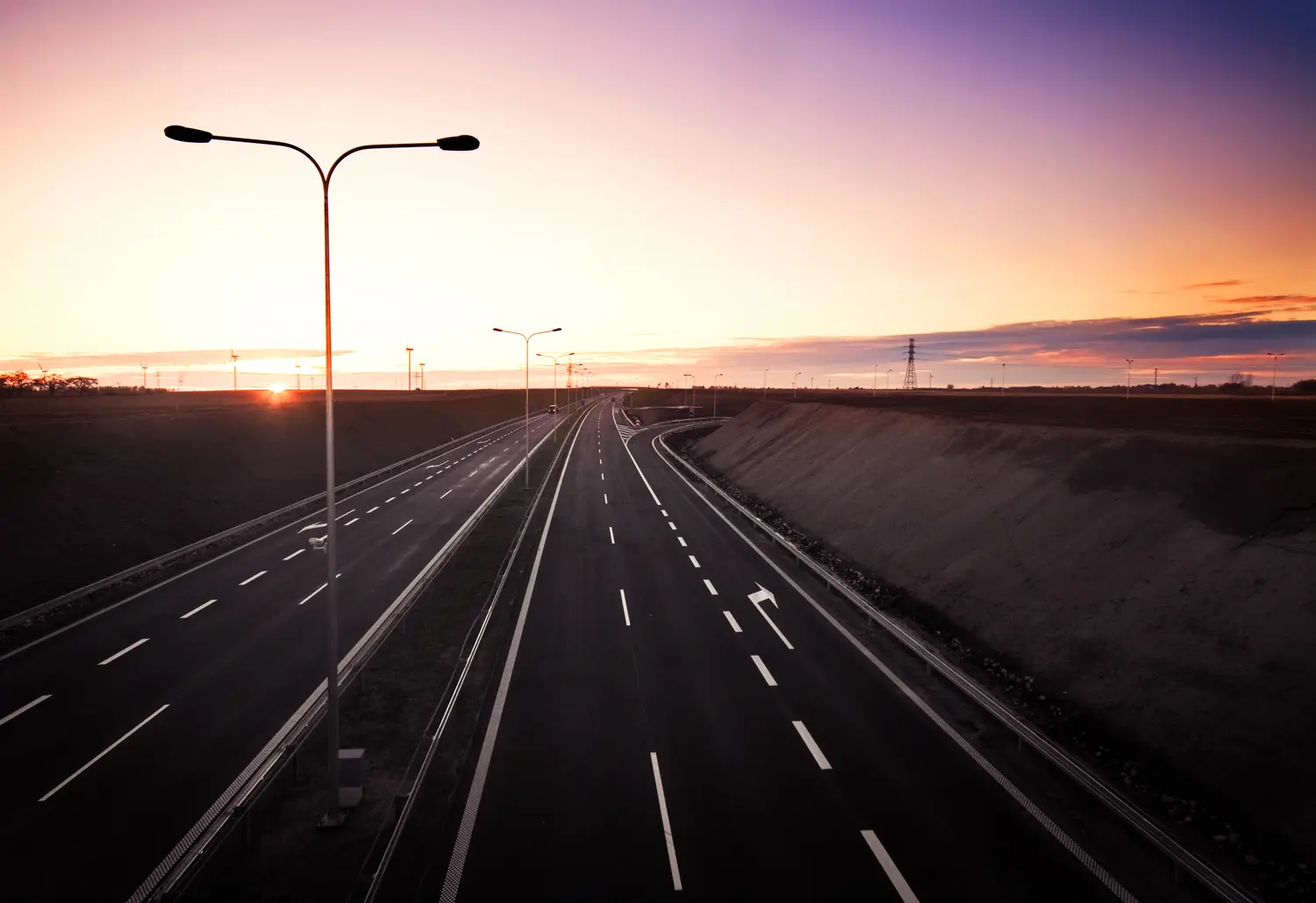 empty highway dawn